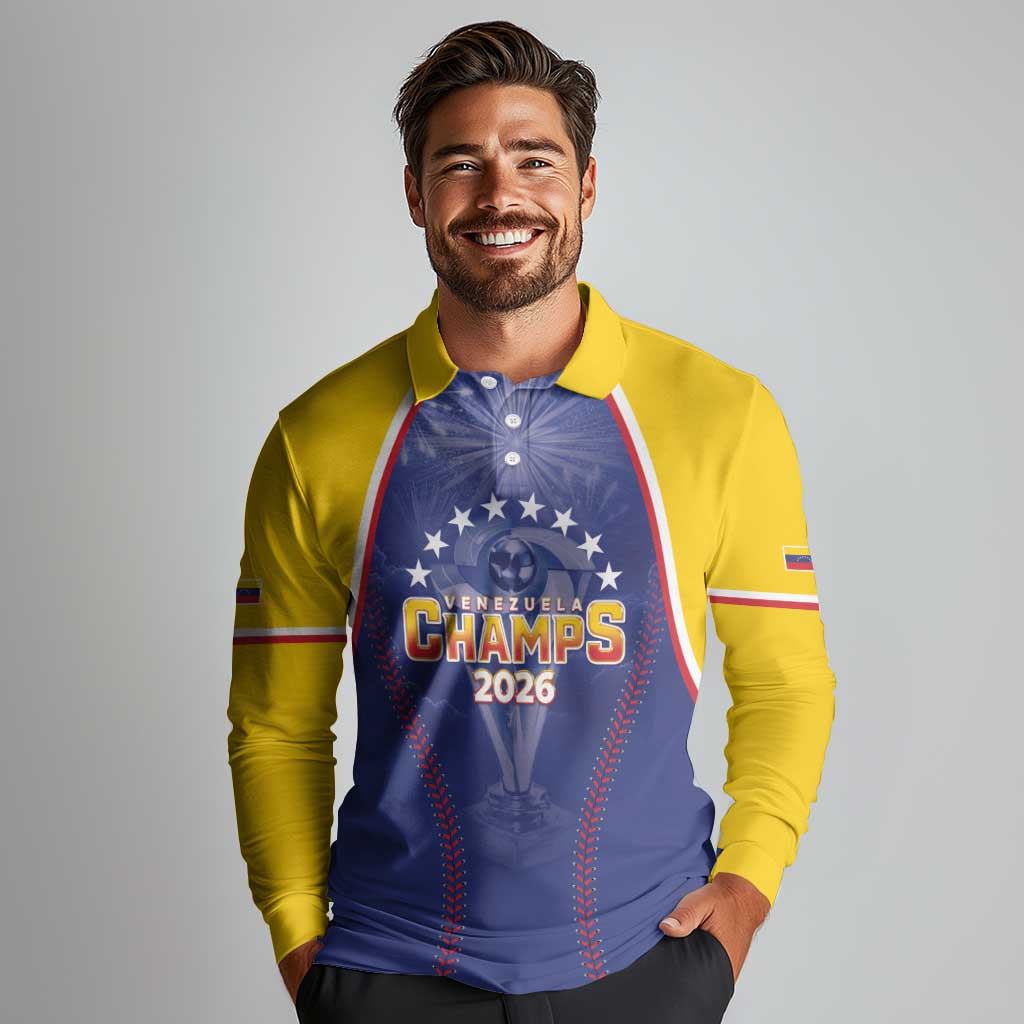 Venezuela Baseball Custom Long Sleeve Polo Shirt 1st Champions Glorious Victory