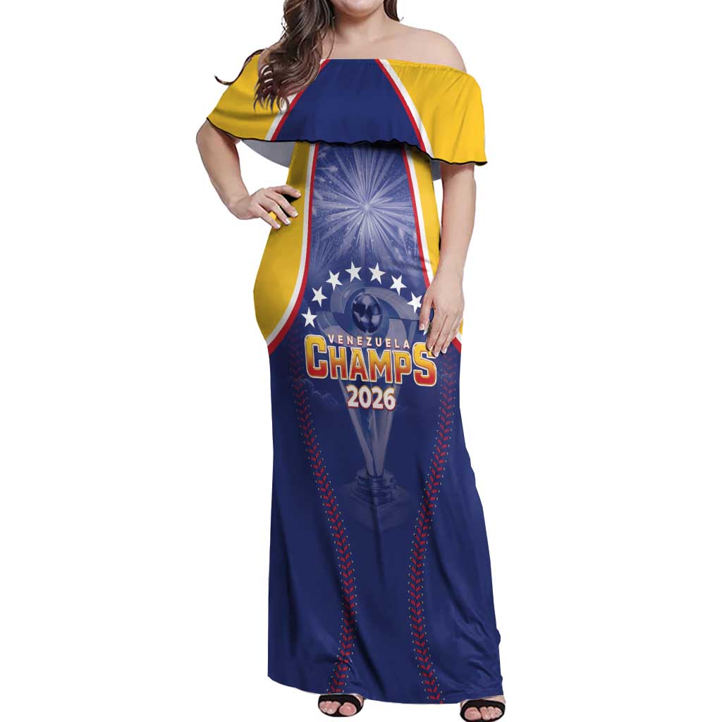 Venezuela Baseball Custom Off Shoulder Maxi Dress 1st Champions Glorious Victory