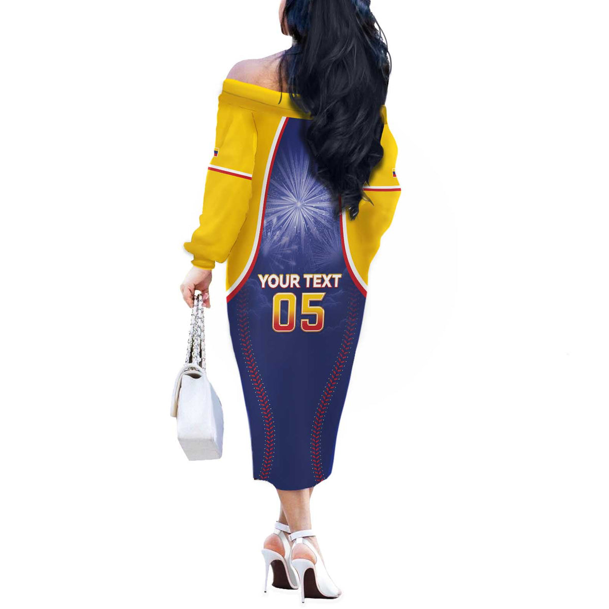 Venezuela Baseball Custom Off The Shoulder Long Sleeve Dress 1st Champions Glorious Victory