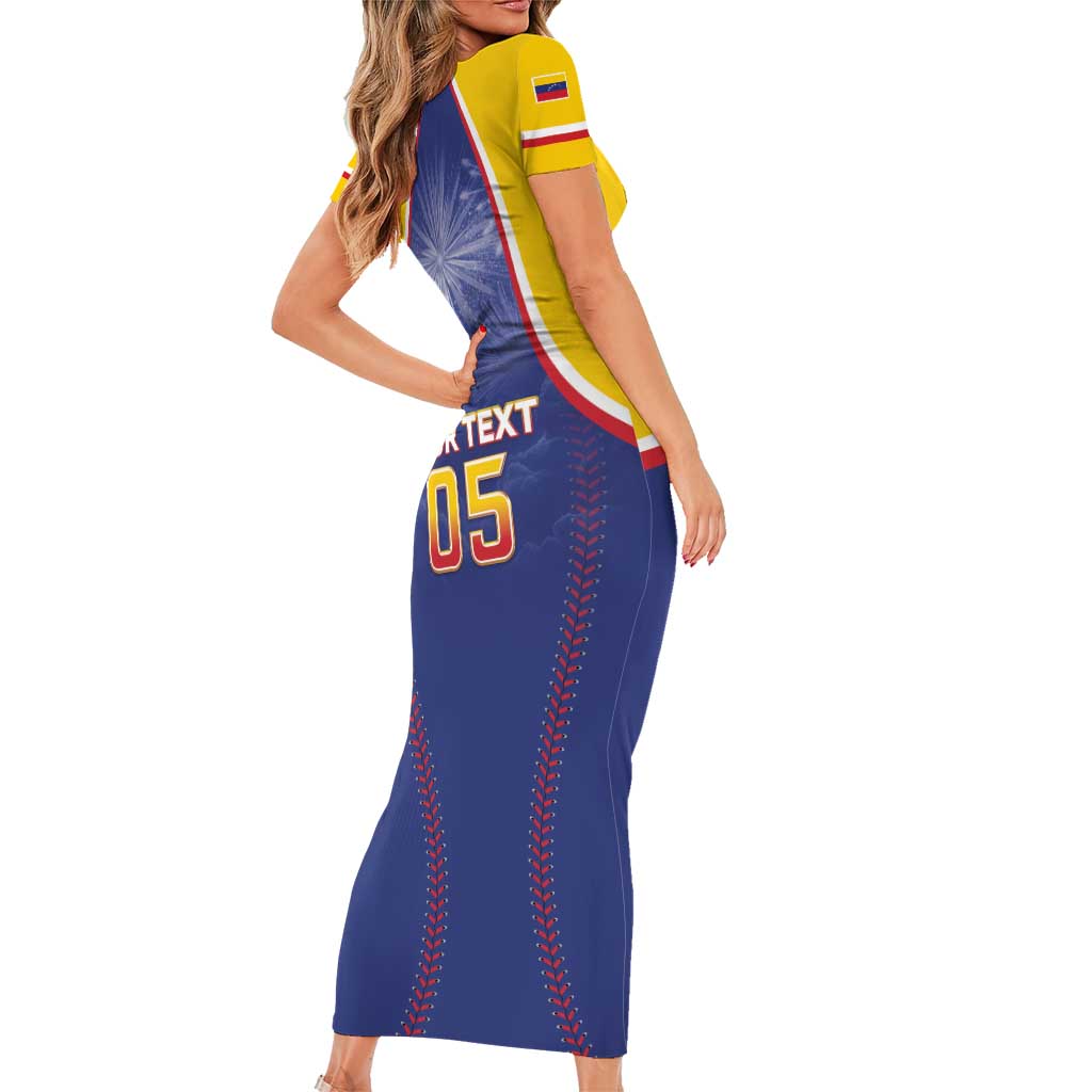 Venezuela Baseball Custom Short Sleeve Bodycon Dress 1st Champions Glorious Victory