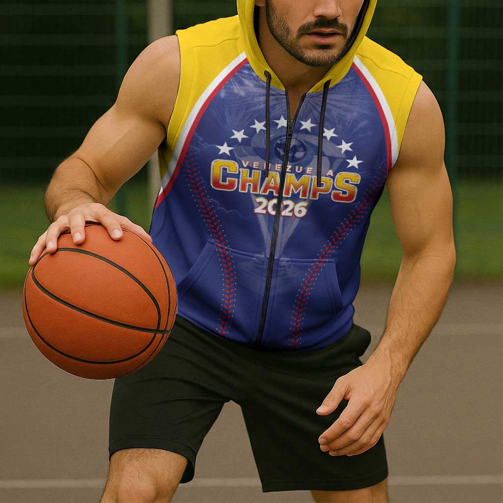 Venezuela Baseball Custom Sleeveless Zip Hoodie 1st Champions Glorious Victory