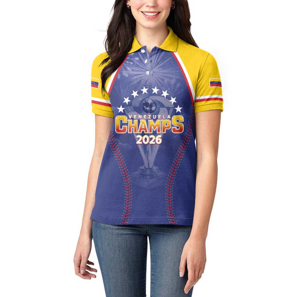 Venezuela Baseball Custom Women Polo Shirt 1st Champions Glorious Victory