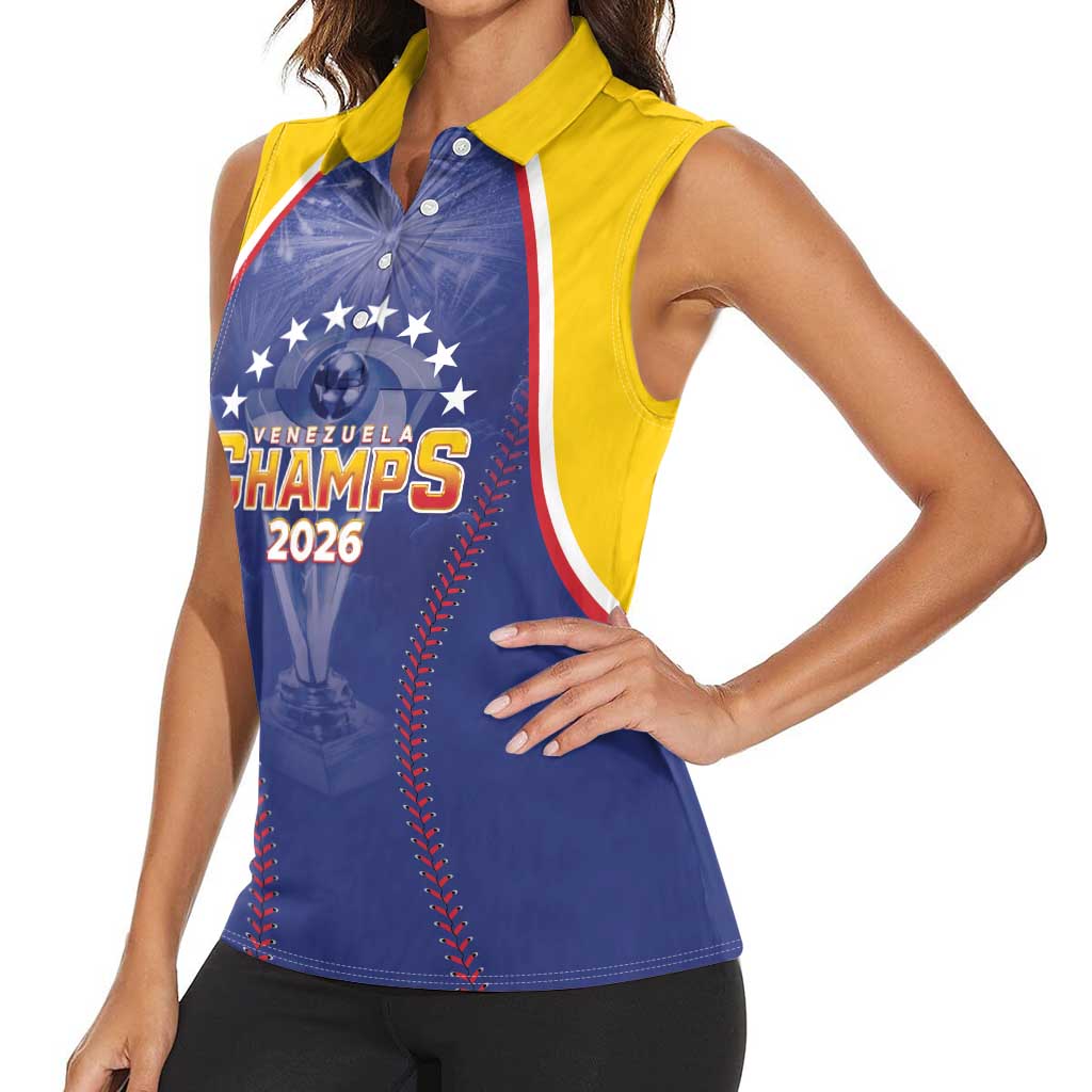 Venezuela Baseball Custom Women Sleeveless Polo Shirt 1st Champions Glorious Victory