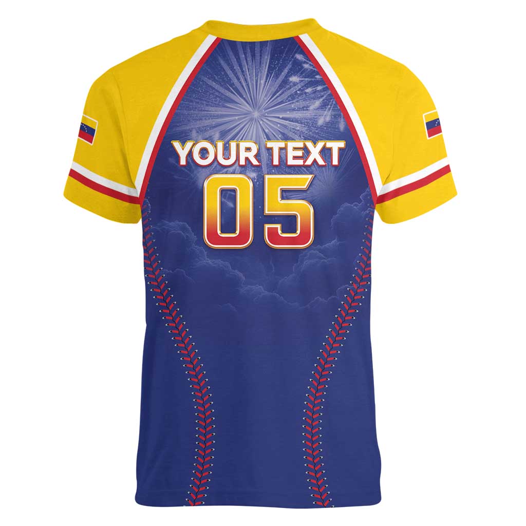 Venezuela Baseball Custom Women V-Neck T-Shirt 1st Champions Glorious Victory