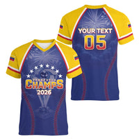 Venezuela Baseball Custom Women V-Neck T-Shirt 1st Champions Glorious Victory
