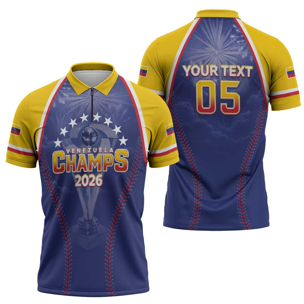 Venezuela Baseball Custom Zipper Polo Shirt 1st Champions Glorious Victory