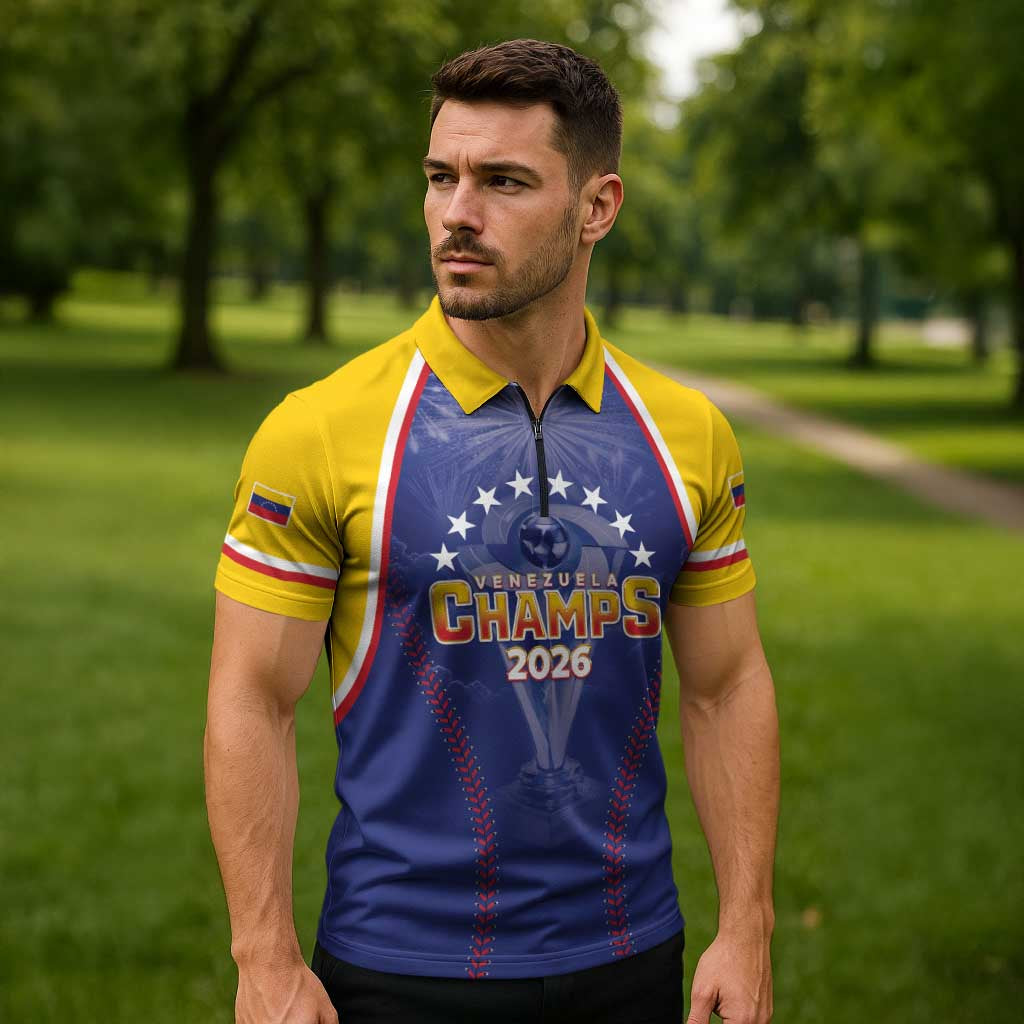 Venezuela Baseball Custom Zipper Polo Shirt 1st Champions Glorious Victory