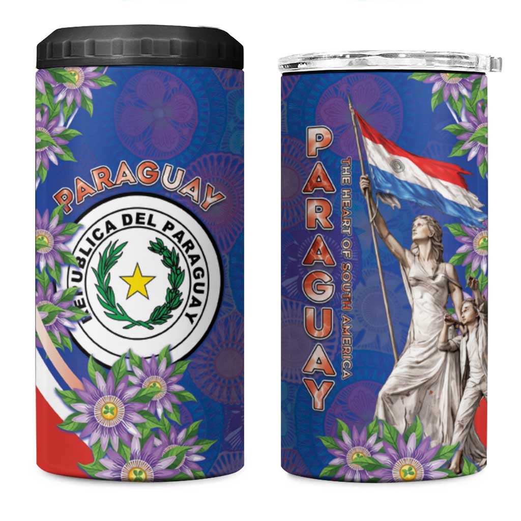 Paraguay Independence Day 4 in 1 Can Cooler Tumbler The Heart Of South America