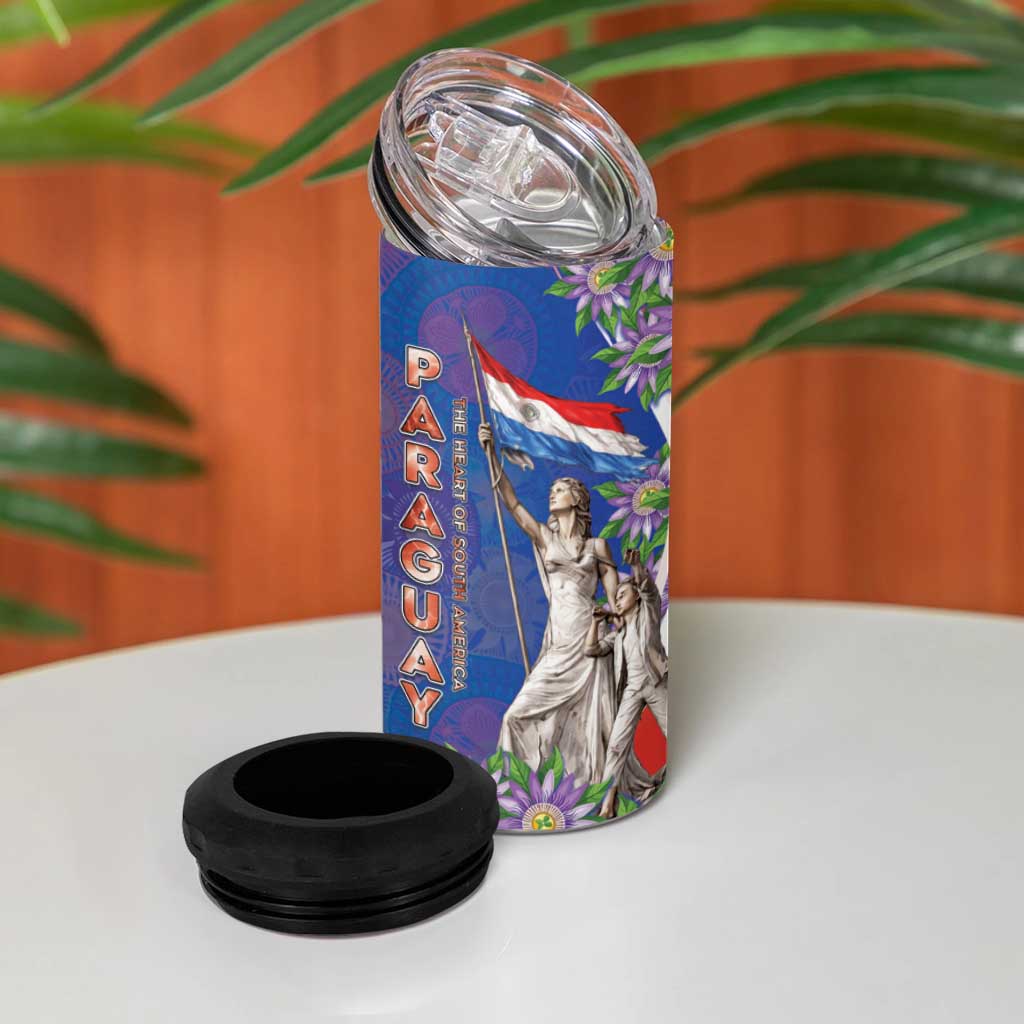 Paraguay Independence Day 4 in 1 Can Cooler Tumbler The Heart Of South America