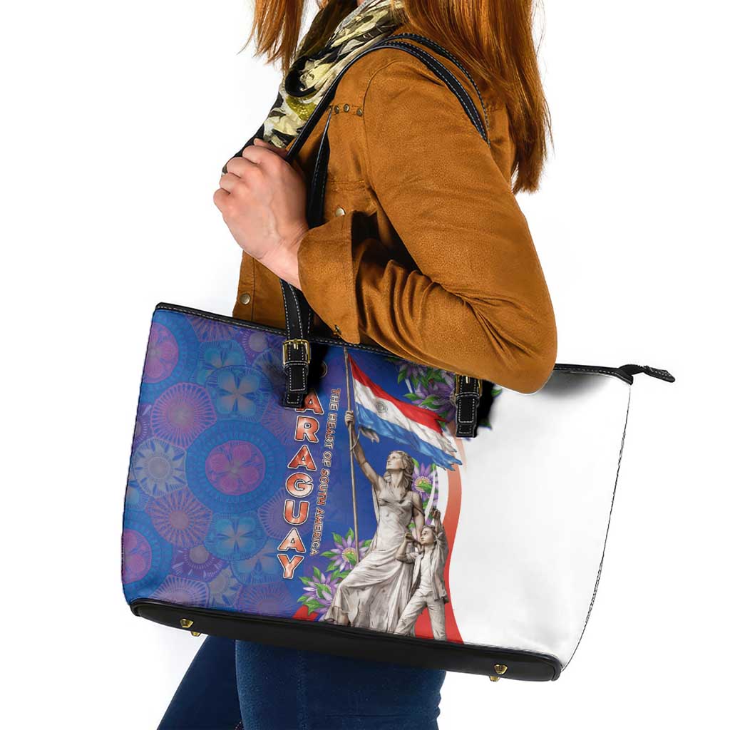 Paraguay Independence Day Leather Tote Bag The Heart Of South America