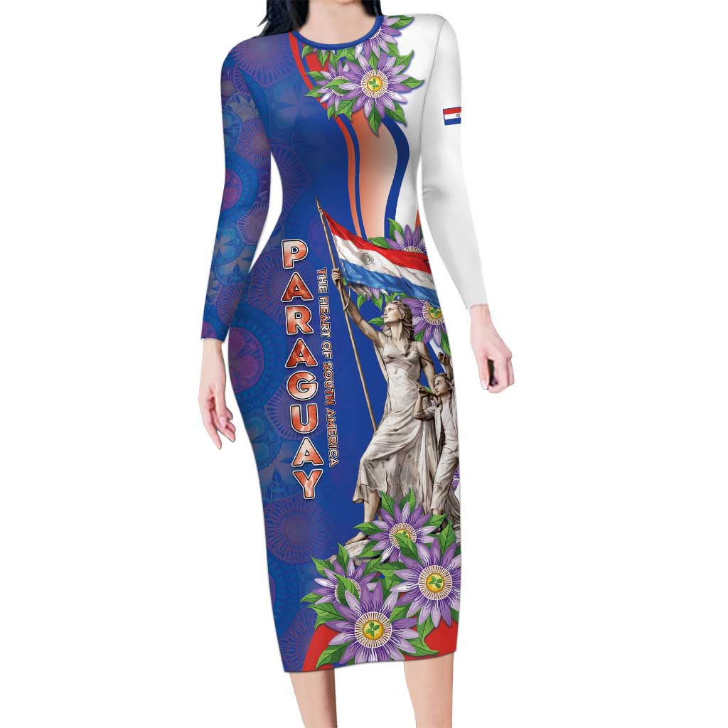 Paraguay Independence Day Long Sleeve Bodycon Dress The Heart Of South America