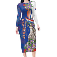 Paraguay Independence Day Long Sleeve Bodycon Dress The Heart Of South America