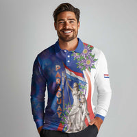 Paraguay Independence Day Long Sleeve Polo Shirt The Heart Of South America