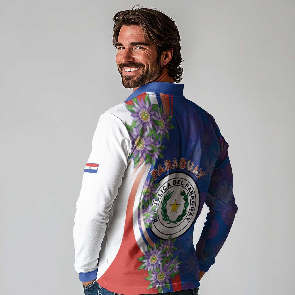 Paraguay Independence Day Long Sleeve Polo Shirt The Heart Of South America