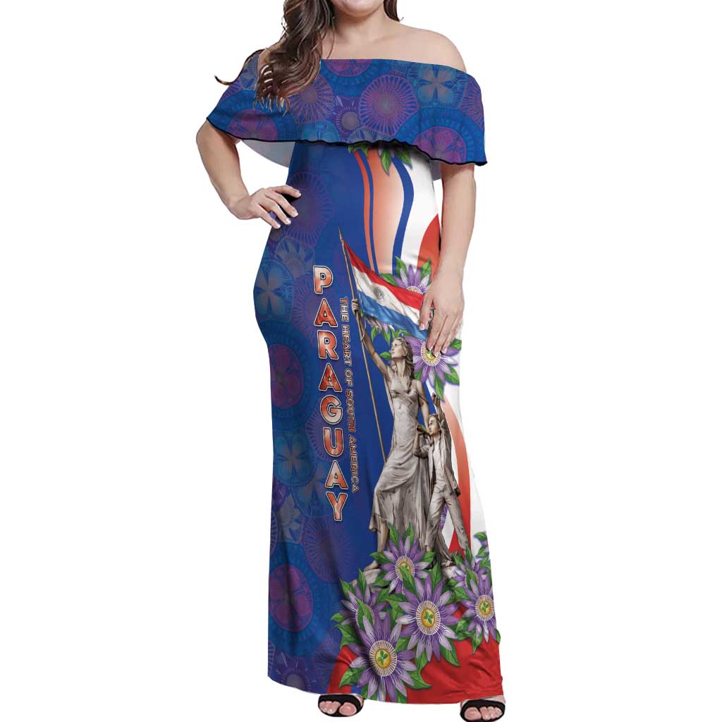 Paraguay Independence Day Off Shoulder Maxi Dress The Heart Of South America