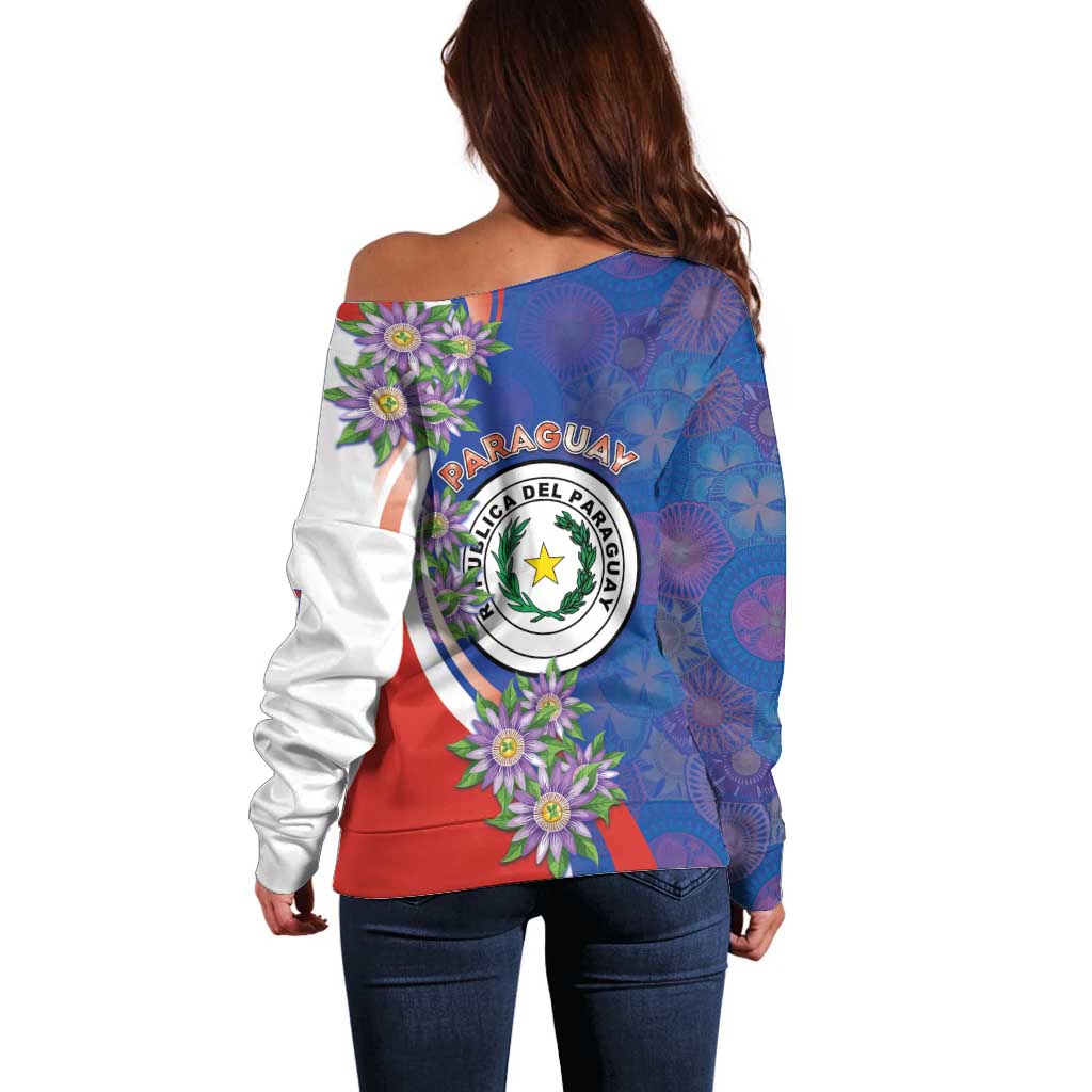 Paraguay Independence Day Off Shoulder Sweater The Heart Of South America