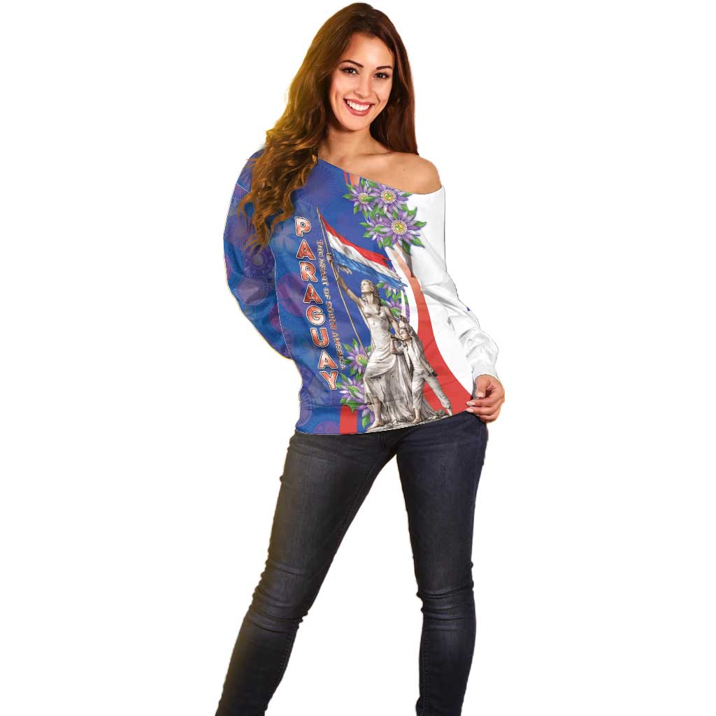 Paraguay Independence Day Off Shoulder Sweater The Heart Of South America