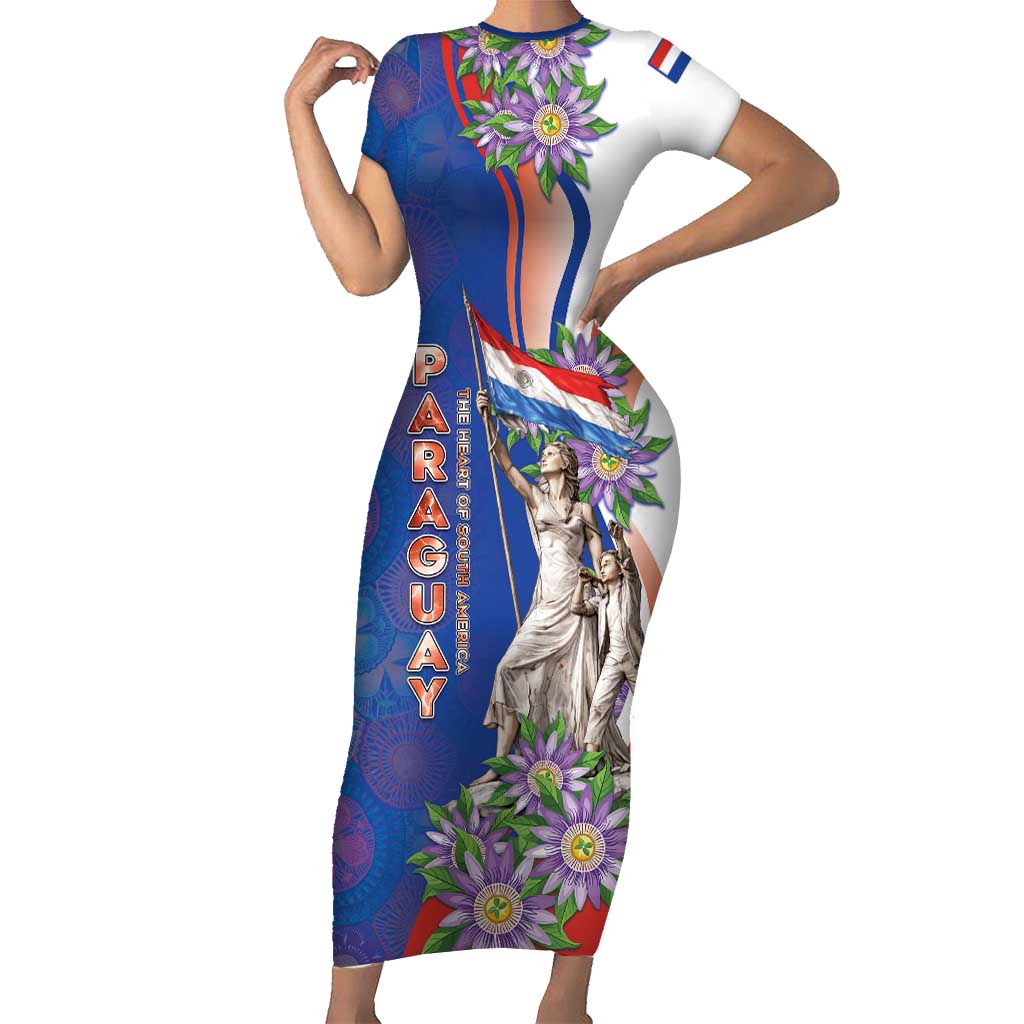 Paraguay Independence Day Short Sleeve Bodycon Dress The Heart Of South America