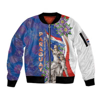 Paraguay Independence Day Sleeve Zip Bomber Jacket The Heart Of South America