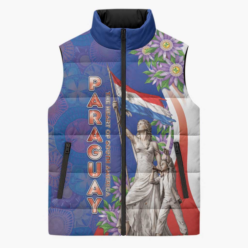 Paraguay Independence Day Sleeveless Puffer Jacket The Heart Of South America