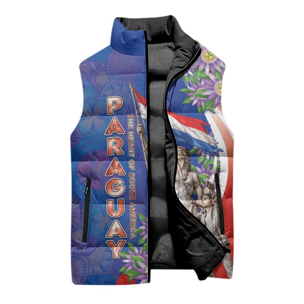 Paraguay Independence Day Sleeveless Puffer Jacket The Heart Of South America