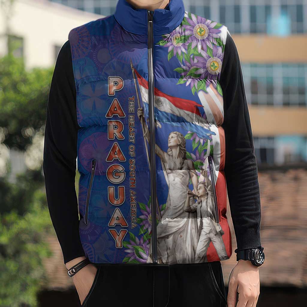 Paraguay Independence Day Sleeveless Puffer Jacket The Heart Of South America