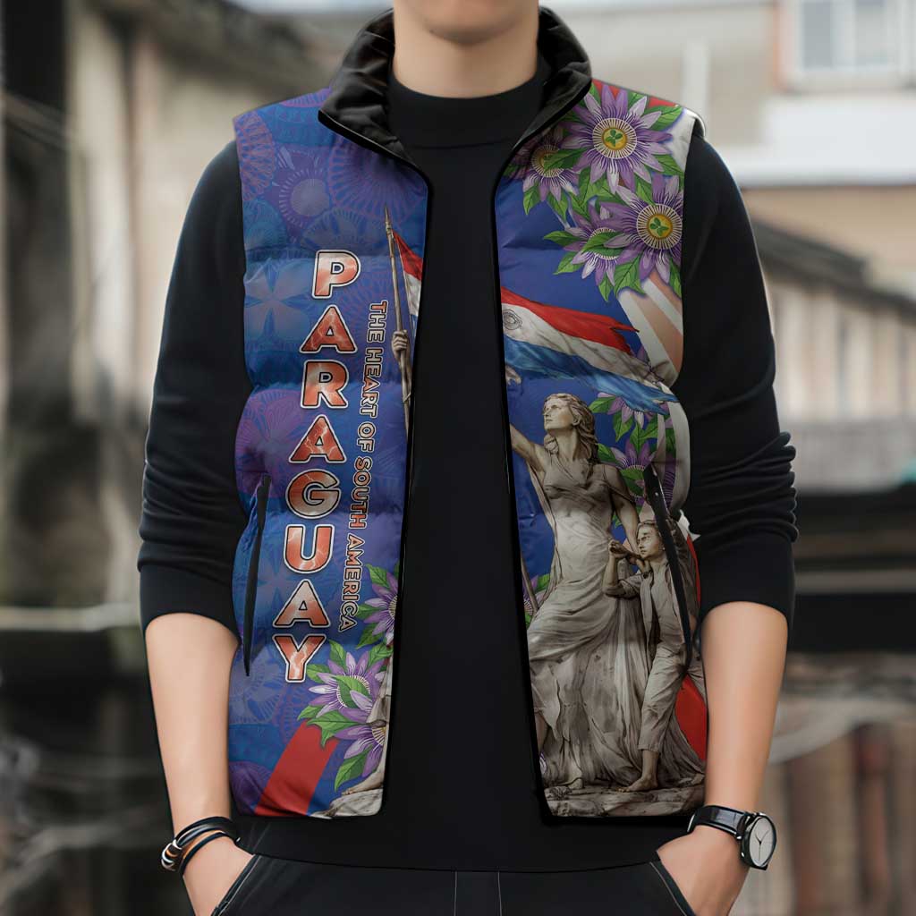 Paraguay Independence Day Sleeveless Puffer Jacket The Heart Of South America