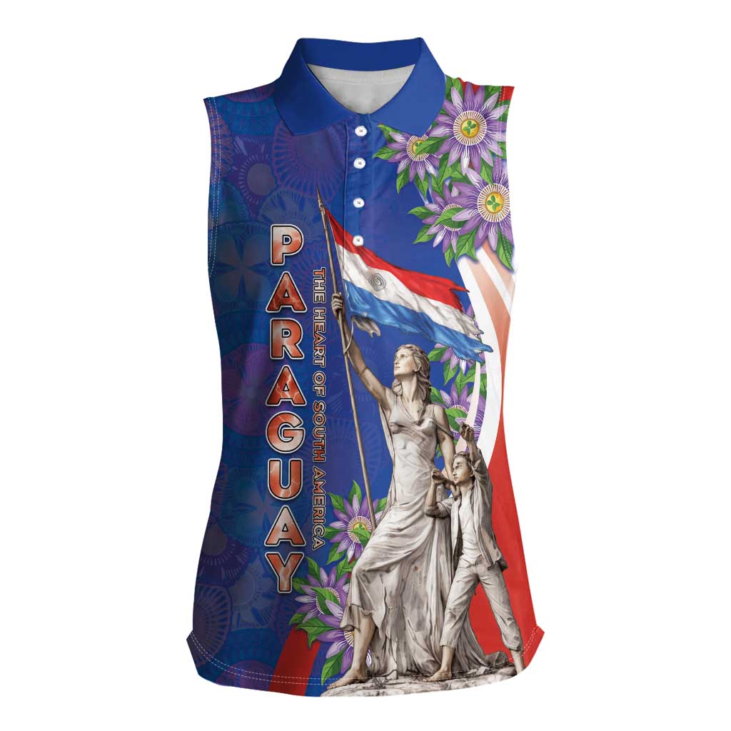Paraguay Independence Day Women Sleeveless Polo Shirt The Heart Of South America