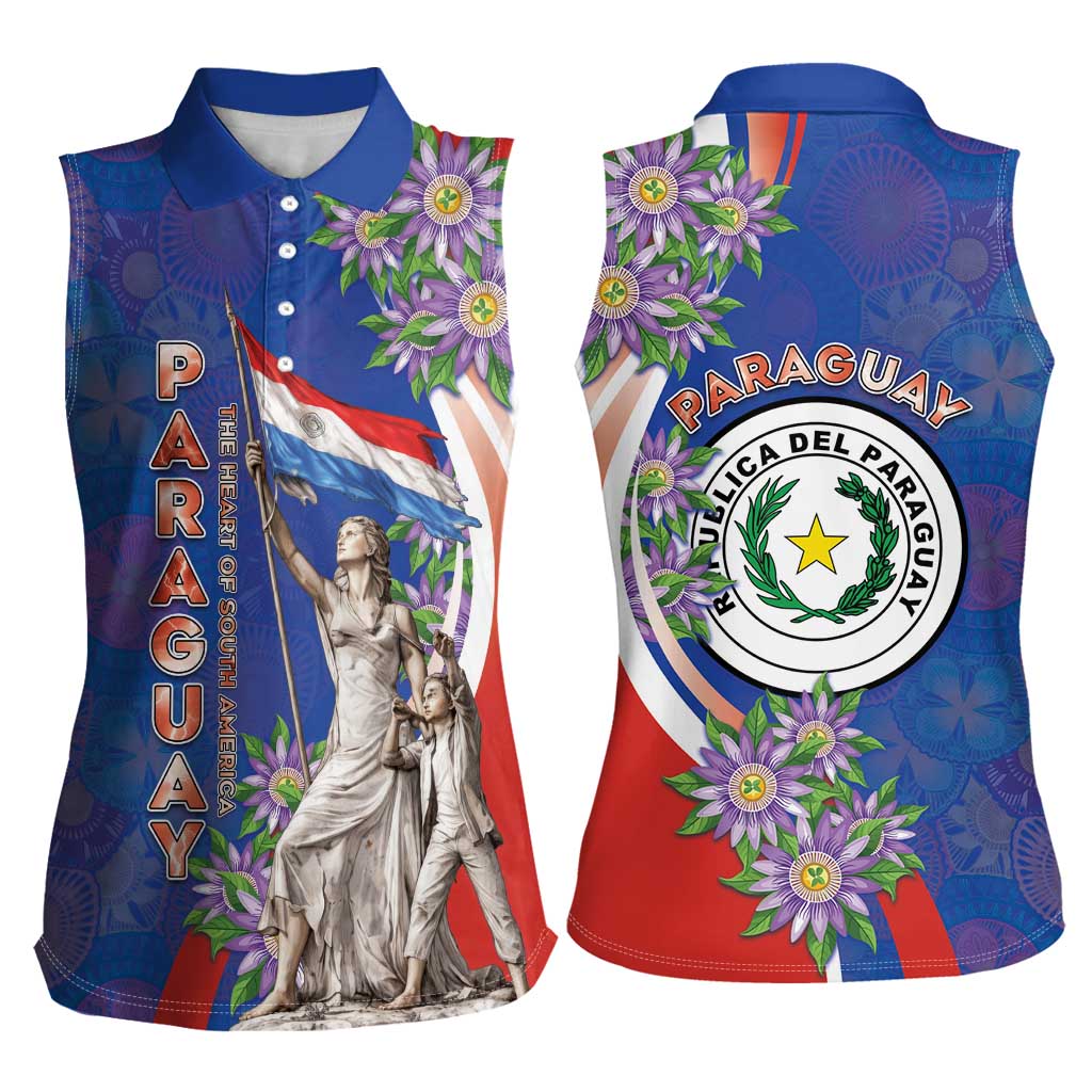 Paraguay Independence Day Women Sleeveless Polo Shirt The Heart Of South America