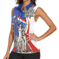 Paraguay Independence Day Women Sleeveless Polo Shirt The Heart Of South America
