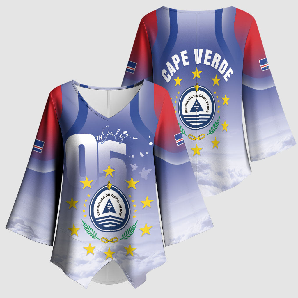 Cape Verde July 5th Kimono Sleeve Blouse Happy Independence Day