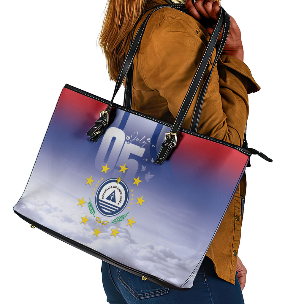 Cape Verde July 5th Leather Tote Bag Happy Independence Day