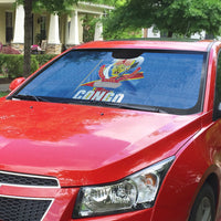 DR Congo Independence Day Auto Sun Shade Leopard Pattern With Coat Of Arms