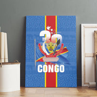 DR Congo Independence Day Canvas Wall Art Leopard Pattern With Coat Of Arms