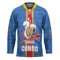 DR Congo Independence Day Hockey Jersey Leopard Pattern With Coat Of Arms