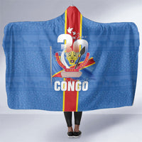 DR Congo Independence Day Hooded Blanket Leopard Pattern With Coat Of Arms
