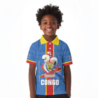 DR Congo Independence Day Kid Polo Shirt Leopard Pattern With Coat Of Arms
