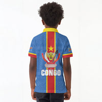 DR Congo Independence Day Kid Polo Shirt Leopard Pattern With Coat Of Arms