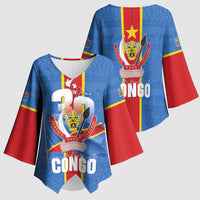 DR Congo Independence Day Kimono Sleeve Blouse Leopard Pattern With Coat Of Arms