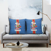 DR Congo Independence Day Pillow Cover Leopard Pattern With Coat Of Arms