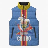 DR Congo Independence Day Sleeveless Puffer Jacket Leopard Pattern With Coat Of Arms