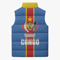 DR Congo Independence Day Sleeveless Puffer Jacket Leopard Pattern With Coat Of Arms