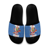 DR Congo Independence Day Slide Sandals Leopard Pattern With Coat Of Arms