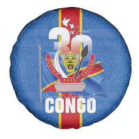 DR Congo Independence Day Spare Tire Cover Leopard Pattern With Coat Of Arms