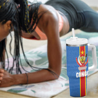 DR Congo Independence Day Tumbler With Handle Leopard Pattern With Coat Of Arms
