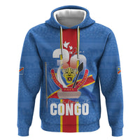 DR Congo Independence Day Zip Hoodie Leopard Pattern With Coat Of Arms