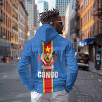 DR Congo Independence Day Zip Hoodie Leopard Pattern With Coat Of Arms