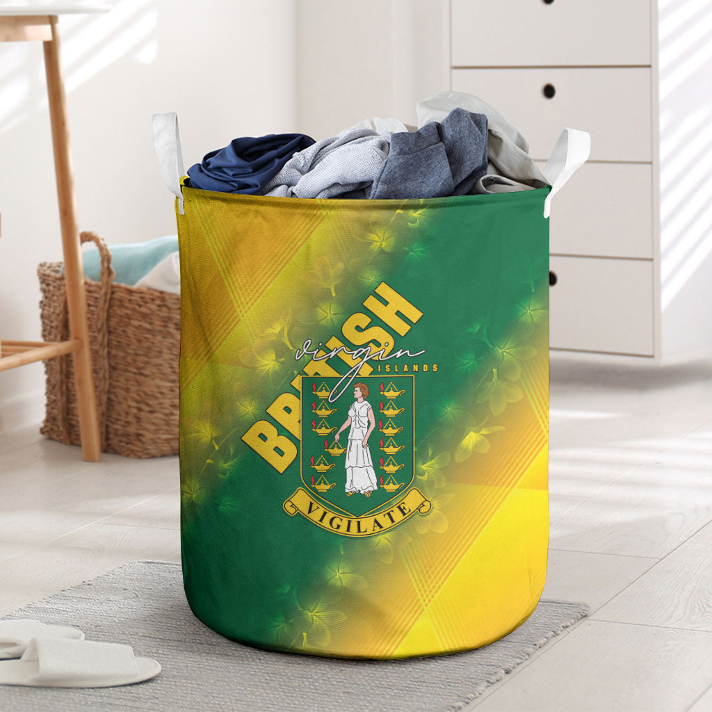 British Virgin Islands Laundry Basket Coat Of Arms Plumeria Gradient Art