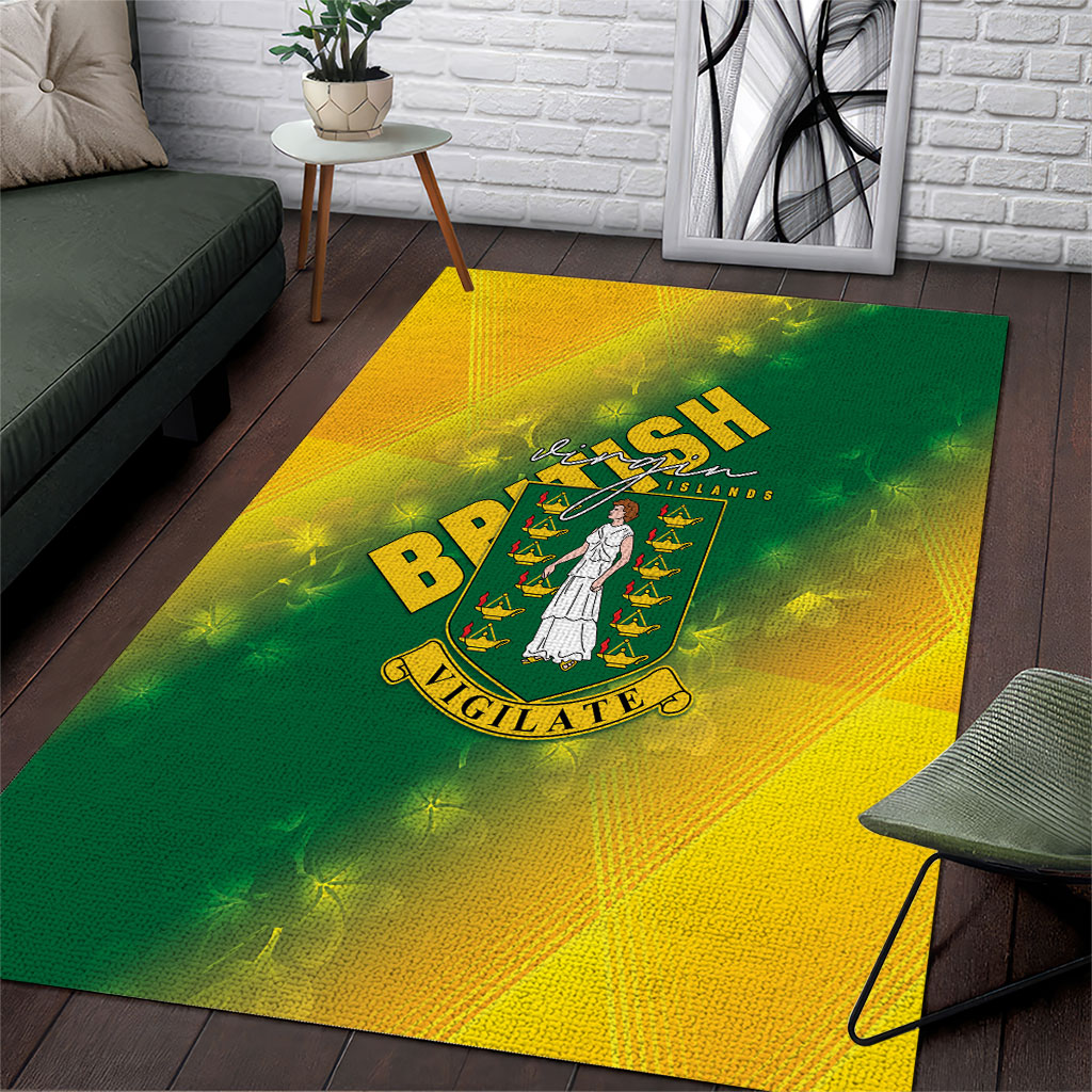 British Virgin Islands Area Rug Coat Of Arms Plumeria Gradient Art