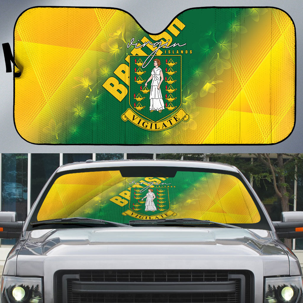 British Virgin Islands Auto Sun Shade Coat Of Arms Plumeria Gradient Art